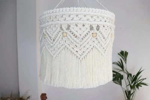 Lámpara colgante de macramé Encanto, lámpara hecha a mano con cuerdas de algodón