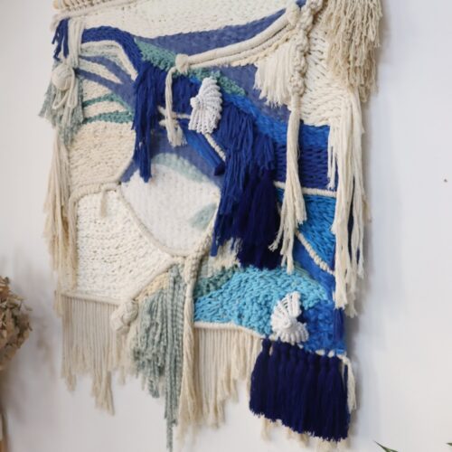 Tapiz de pared decoración textil/ Tapiz de pared MAR AZUL Decoración del hogar, habitaciones, hoteles, oficinas / Decoración estilo marino (PIEZA ÚNICA)