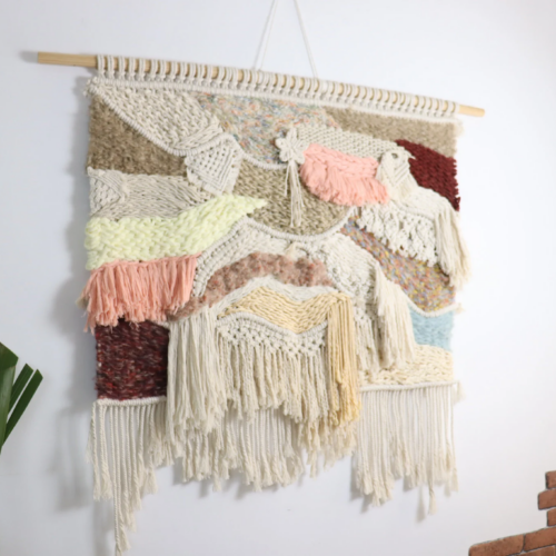 Decoración de pared, arte textil, macramé y textiles, lana, algodón, tapiz de pared textil ARMONÍA hecho a mano en España